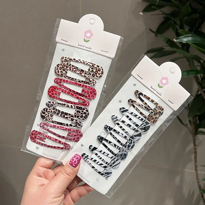 8pcs/set Leopard Print Hair Clips for Women Girls Vintage Geometric Star BB Clips Bangs Hairpins Barrettes Hair Accessories Set thumbnail 3