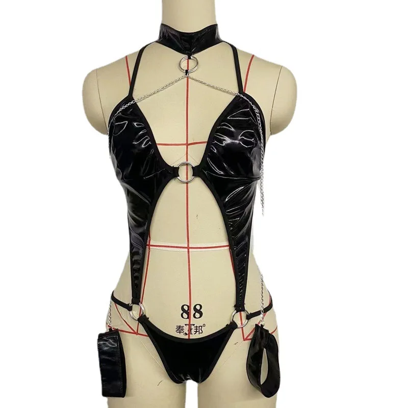 Porn Latex Leather Porn Dress Women Sexy Lingerie Babydolls Underwear Extreme Deep V Erotic Costumes Dress Dance Clubwear thumbnail 5