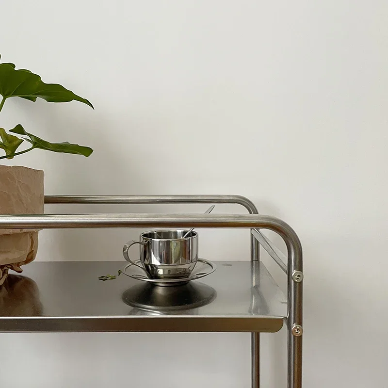 Multi-layer Metal Shelf Ins Modern Style Floor Removable Pulley Storage Rack Kitchen Islands and Trolleys Rolling Storage Cart thumbnail 4