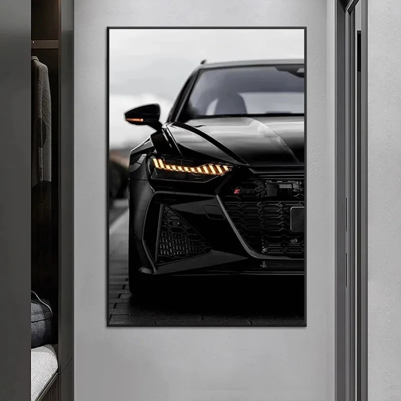 Black Industrial Style sport Car Poster print Luxury Brand Cars Canvas Painting Wall Art Picture for Home Living Room Decor thumbnail 2