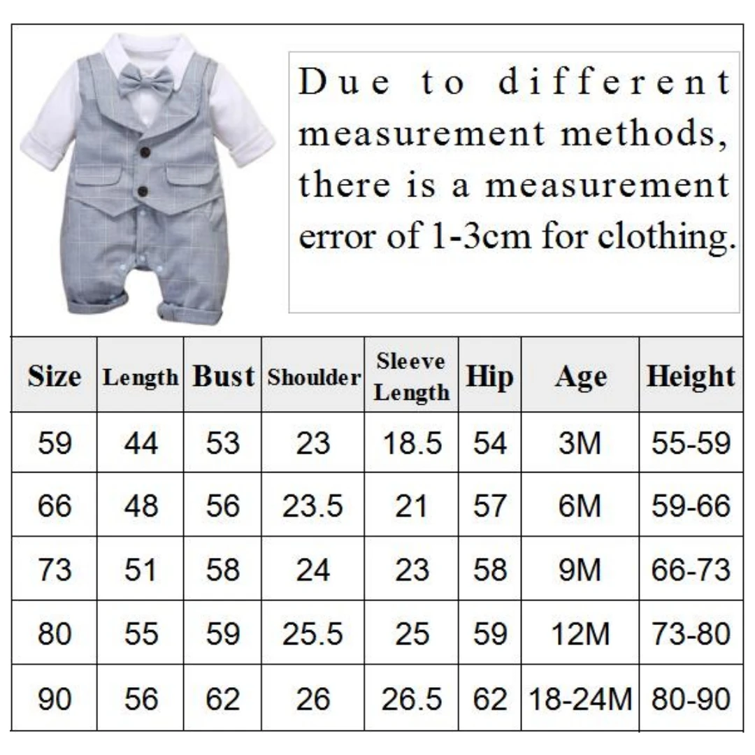 3-24M Formal Anniversary Dress Toddler Child Cotton Party Suit Infant Plaid Outfit Clothes Newborn Boy Vest Romper Baby Birthday thumbnail 6