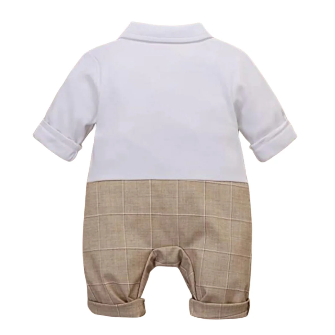 3-24M Formal Anniversary Dress Toddler Child Cotton Party Suit Infant Plaid Outfit Clothes Newborn Boy Vest Romper Baby Birthday thumbnail 3