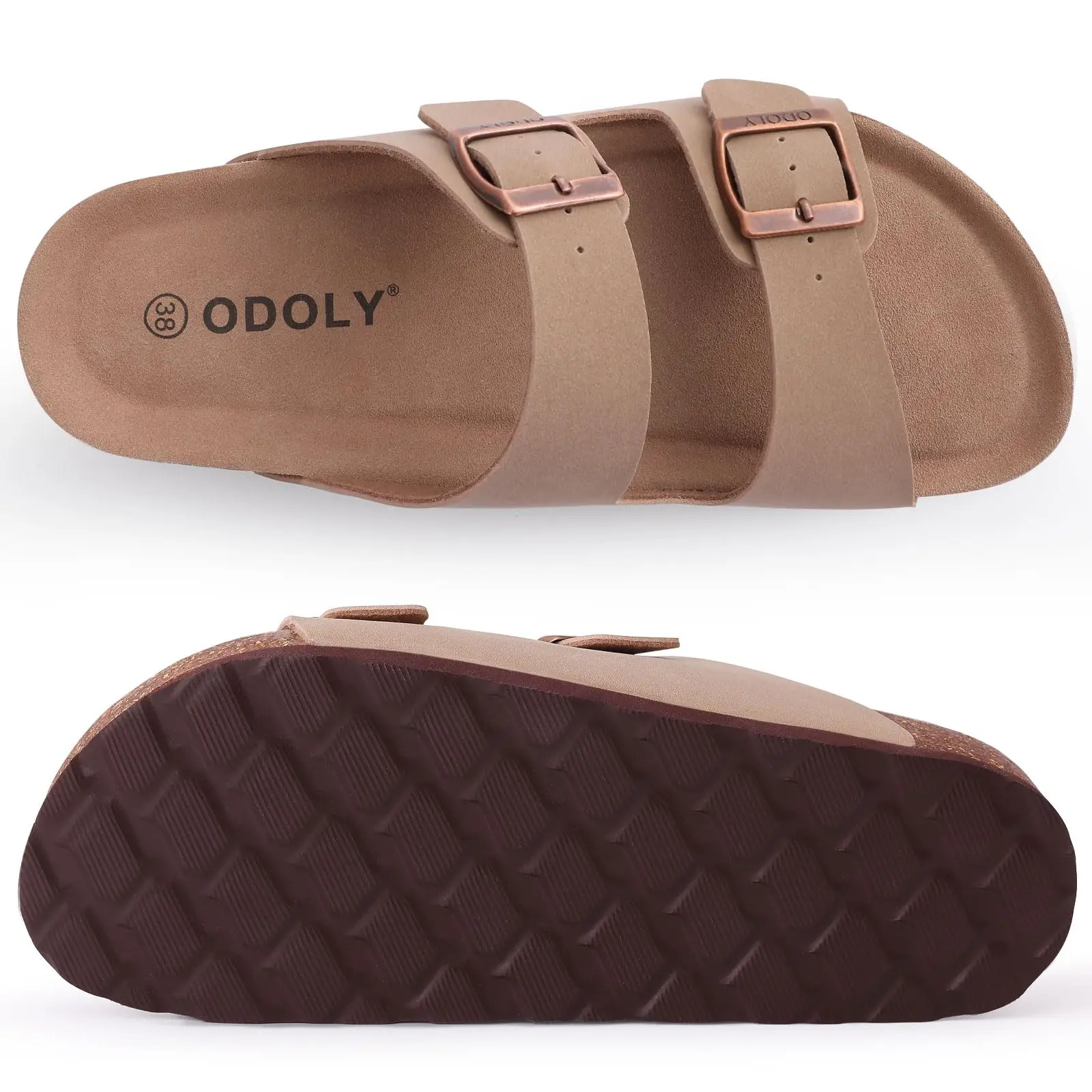 Litfun Women's Cork Footbed Slide Sandals Classic Summer Beach Slippers For Men Slip-on Cork Sandals With Adjustable Buckle 2024 thumbnail 2