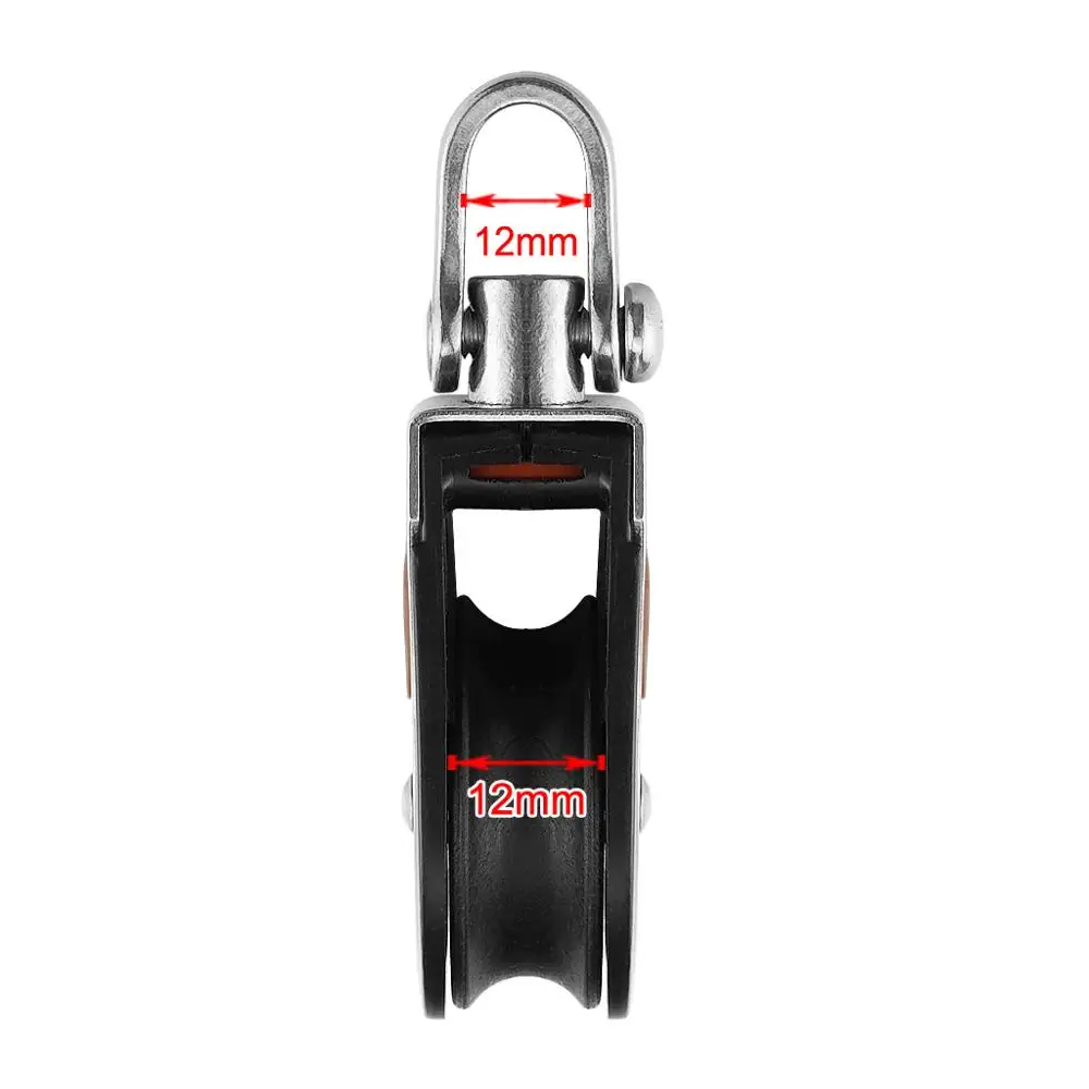 Universal 316 Steel 1500Lbs Load Head Single Pulley Nylon Sailboat Plain Bearing Sheave Block Marine Rope Runner Boat Accessory thumbnail 4