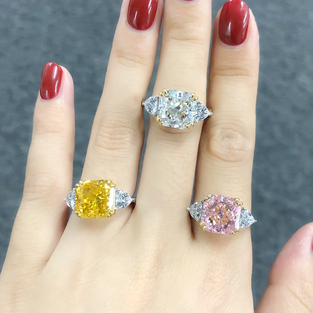 925 Sterling Silver Paraiba Emerald Tourmaline Gemstone Rings For Women Engagement Party Fashion Wedding Jewelry 9*9mm thumbnail 5