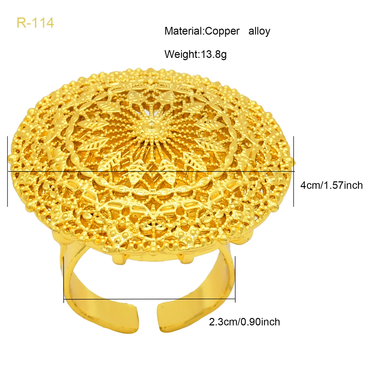 XUHUANG African Jewelry 24K Gold Color Large Women Rings Dubai Ethiopia Luxury Big Ring Suitable For Wedding And Party Gifts thumbnail 6