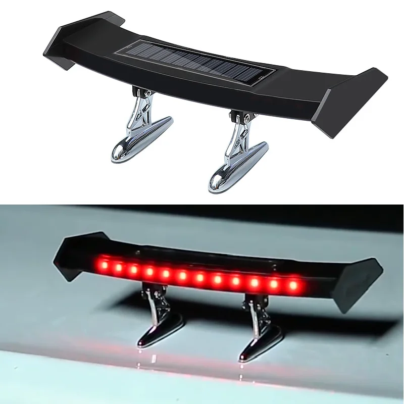 Mini Solar Car Rear Spoiler Tail Light Universal 12V LED Flashing Warning Waterproof Wing with Smart Sensor Modified Accessories thumbnail 2