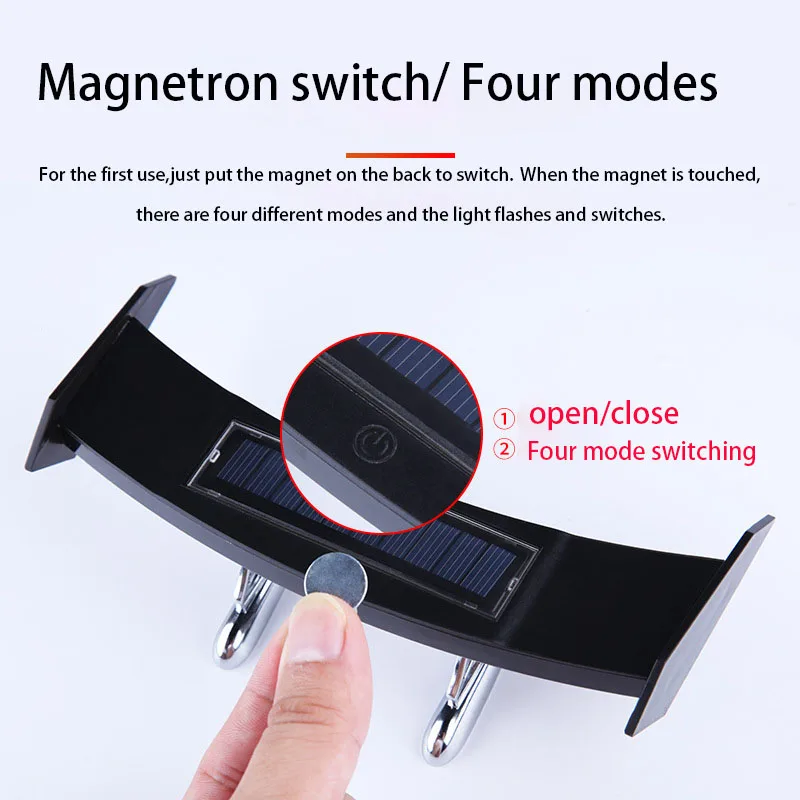 Mini Solar Car Rear Spoiler Tail Light Universal 12V LED Flashing Warning Waterproof Wing with Smart Sensor Modified Accessories thumbnail 5