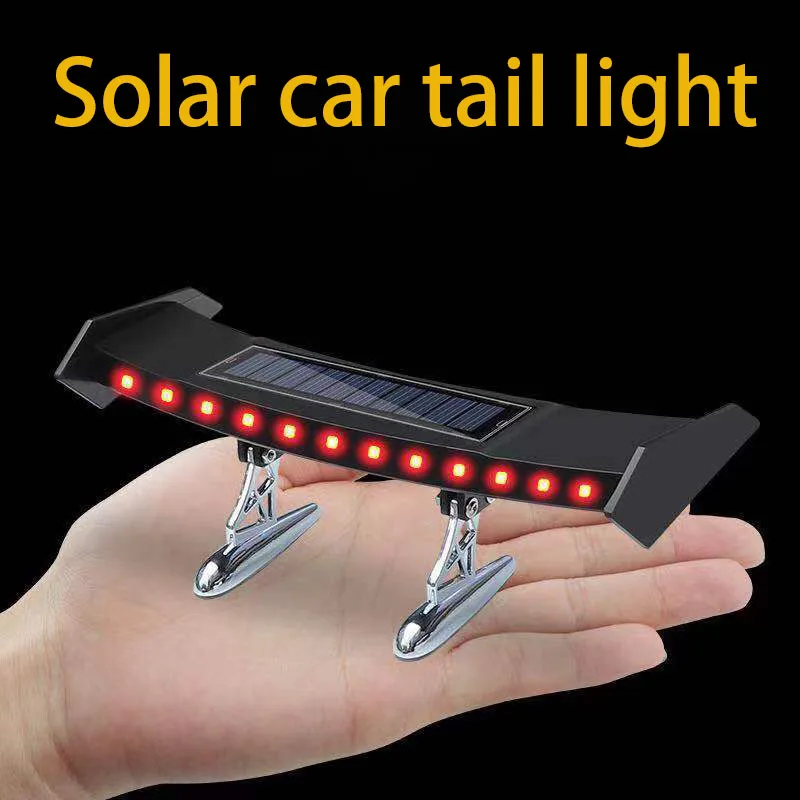 Mini Solar Car Rear Spoiler Tail Light Universal 12V LED Flashing Warning Waterproof Wing with Smart Sensor Modified Accessories thumbnail 3