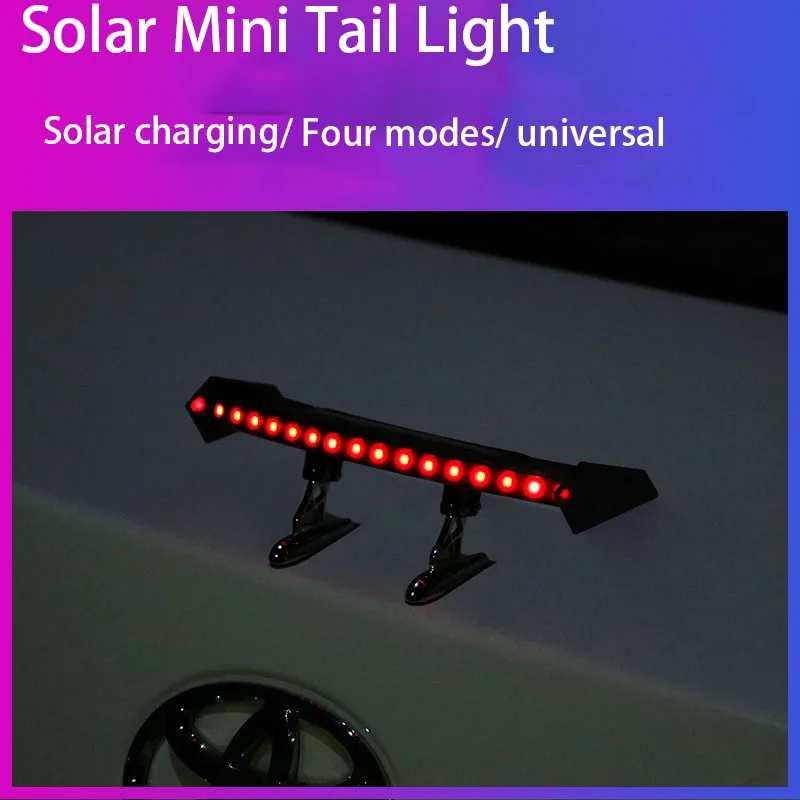 Mini Solar Car Rear Spoiler Tail Light Universal 12V LED Flashing Warning Waterproof Wing with Smart Sensor Modified Accessories thumbnail 4
