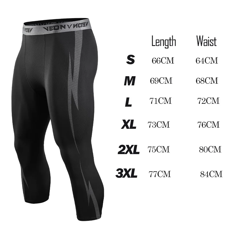 Mens 3/4 Compression Pants Cool Dry Capri Athletic Leggings Sports Baselayer Running Tights for Gym Workout thumbnail 6