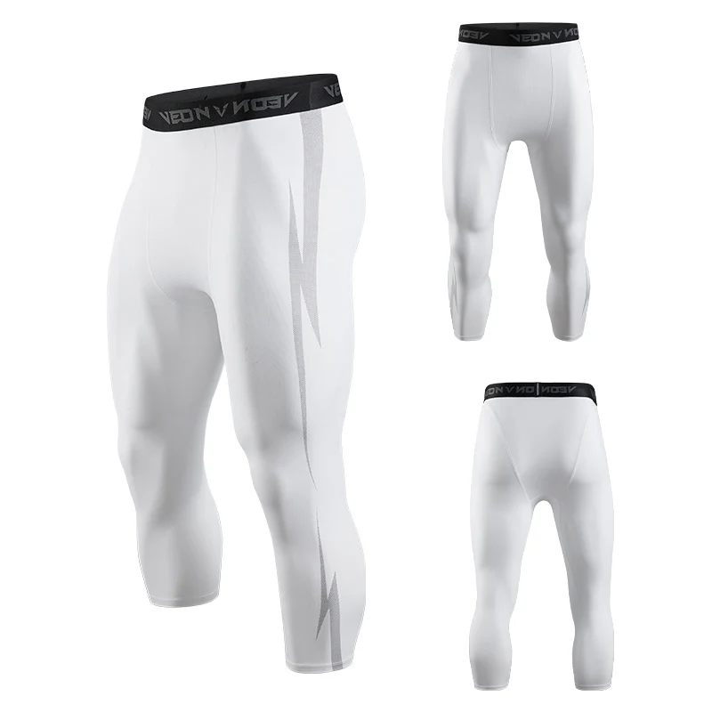 Mens 3/4 Compression Pants Cool Dry Capri Athletic Leggings Sports Baselayer Running Tights for Gym Workout thumbnail 5