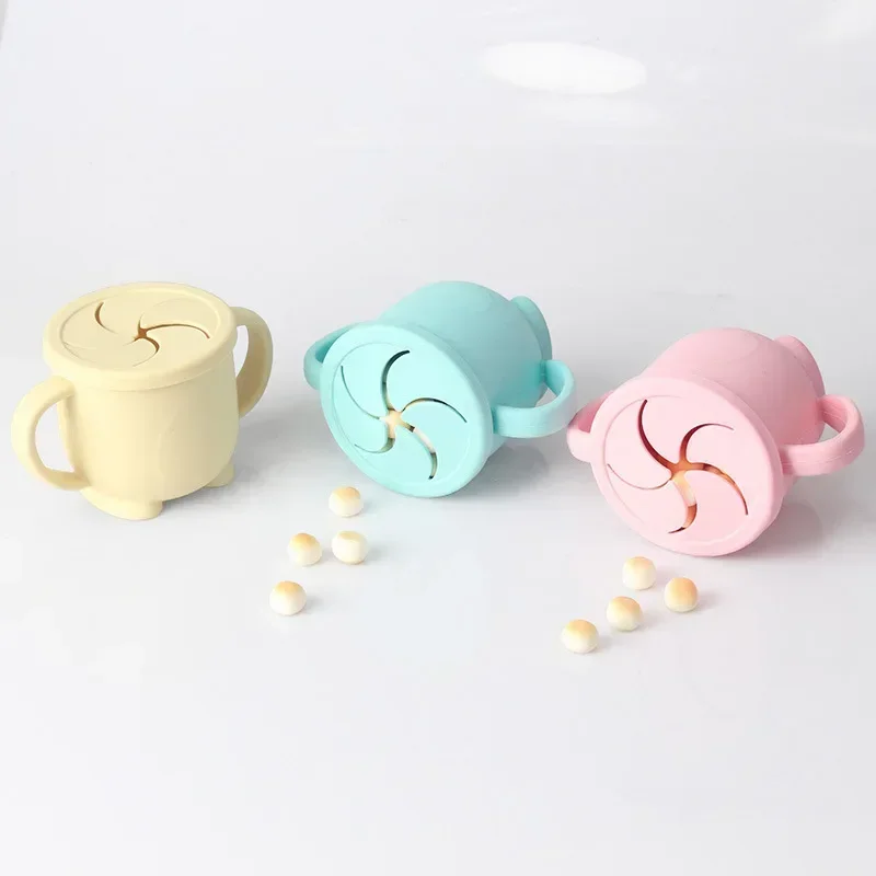 Kids Cup Silicone Food Storage Box Solid Color Baby Sippy Cup Portable Children Snacks Container with Lid Scale BPA Free 200ml thumbnail 3