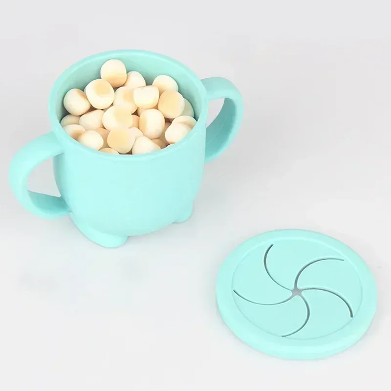 Kids Cup Silicone Food Storage Box Solid Color Baby Sippy Cup Portable Children Snacks Container with Lid Scale BPA Free 200ml thumbnail 2