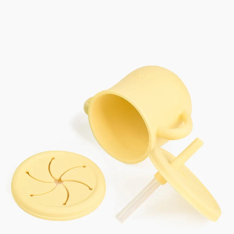 Kids Cup Silicone Food Storage Box Solid Color Baby Sippy Cup Portable Children Snacks Container with Lid Scale BPA Free 200ml thumbnail 6