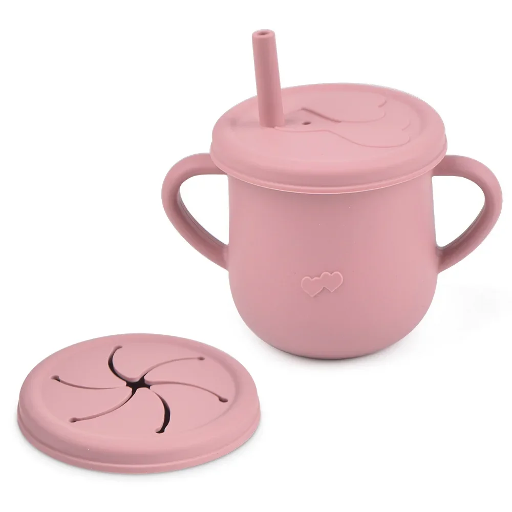 Kids Cup Silicone Food Storage Box Solid Color Baby Sippy Cup Portable Children Snacks Container with Lid Scale BPA Free 200ml thumbnail 5