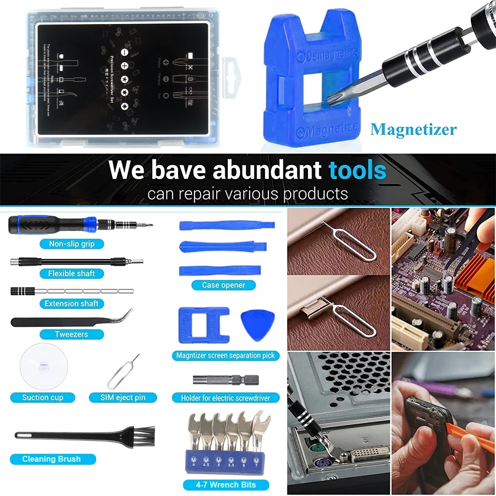 115/122/160 In 1 Precision Screwdriver Sets, Computer Repair Kit with Mini Wrench and Screw Remover,For Tablets,Watches,Iphones thumbnail 2