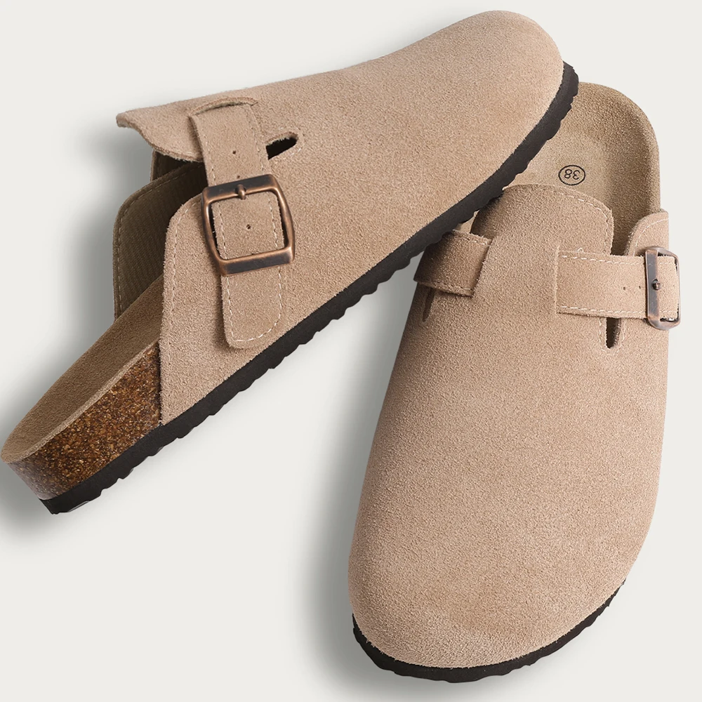 Litfun New Women Clogs For Women Fashion Cork Suede Mules Slipper Classic Cork Antislip For Outdoor Slippers With Arch Support thumbnail 2