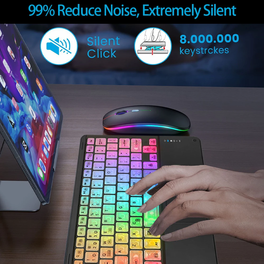 Wireless Backlight Keyboard And Mouse With Touchpad For Apple Huawei Samsung Xiaomi Rechargeable Ultra-Thin Tablet Teclado thumbnail 4
