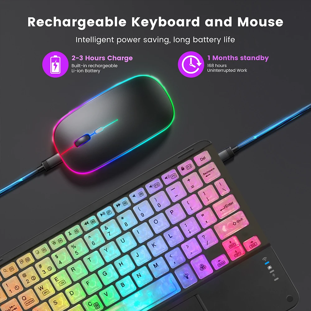 Wireless Backlight Keyboard And Mouse With Touchpad For Apple Huawei Samsung Xiaomi Rechargeable Ultra-Thin Tablet Teclado thumbnail 6