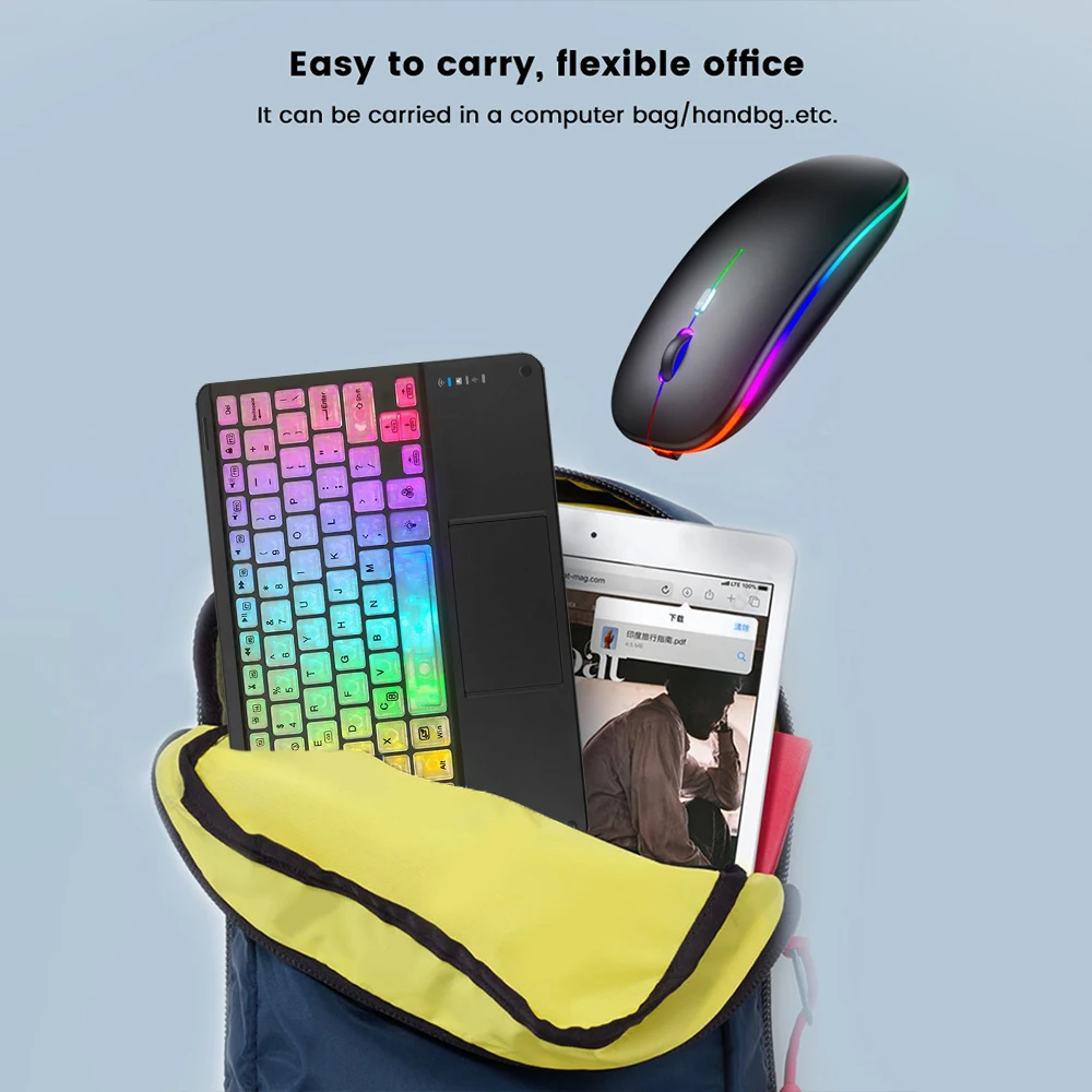 Wireless Backlight Keyboard And Mouse With Touchpad For Apple Huawei Samsung Xiaomi Rechargeable Ultra-Thin Tablet Teclado thumbnail 5