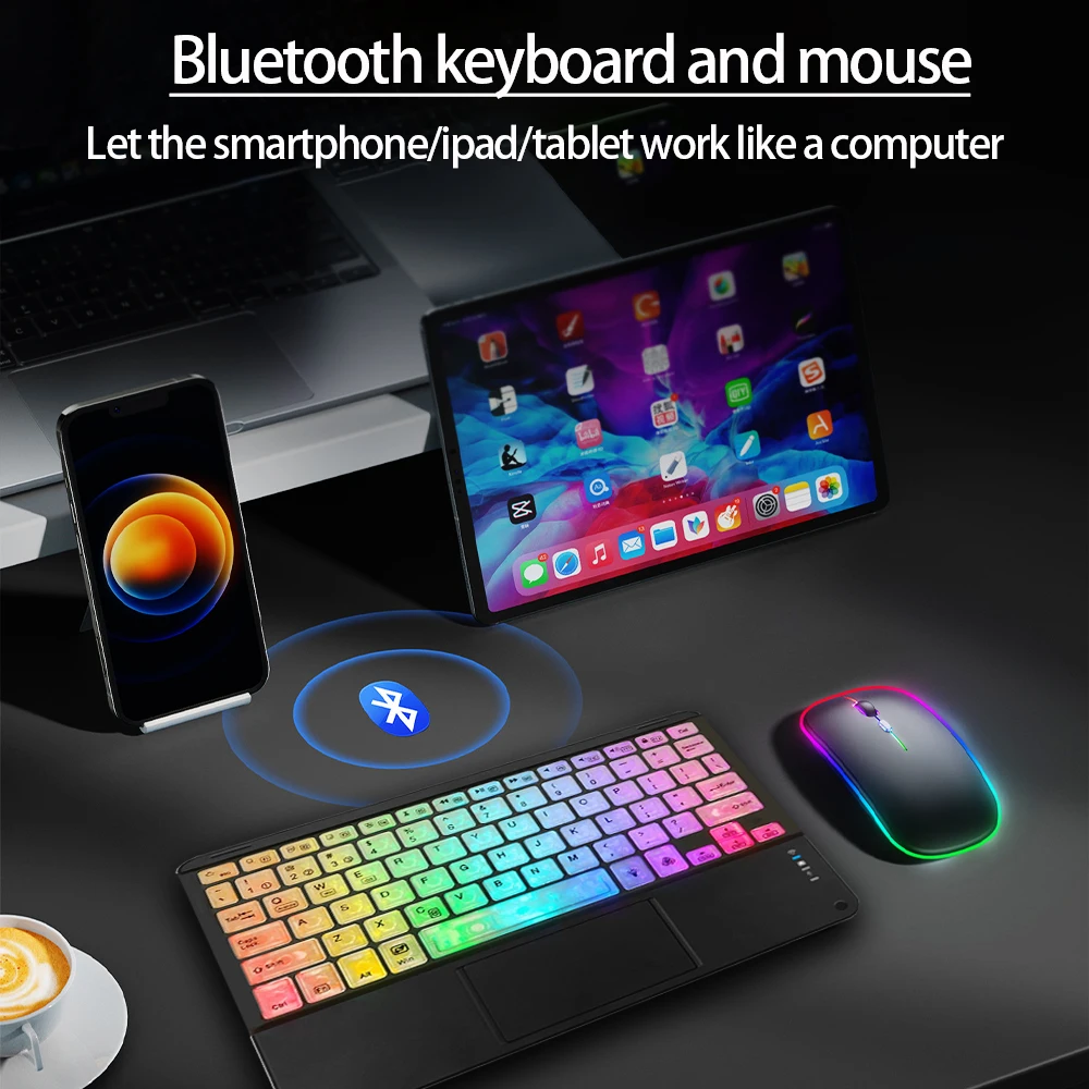 Wireless Backlight Keyboard And Mouse With Touchpad For Apple Huawei Samsung Xiaomi Rechargeable Ultra-Thin Tablet Teclado thumbnail 3