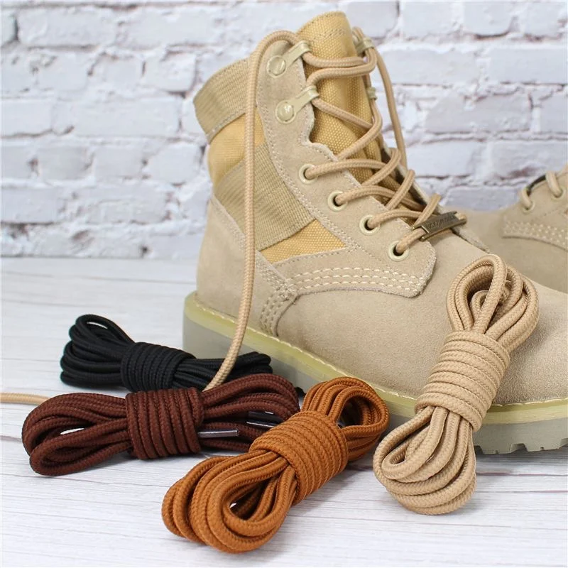 2pcs/ Pair Round Solid Polyester Black Brown Shoelaces For Marten Boot Women Men Outdoor Hiking Boots Sports Shoes Lace Strings thumbnail 3