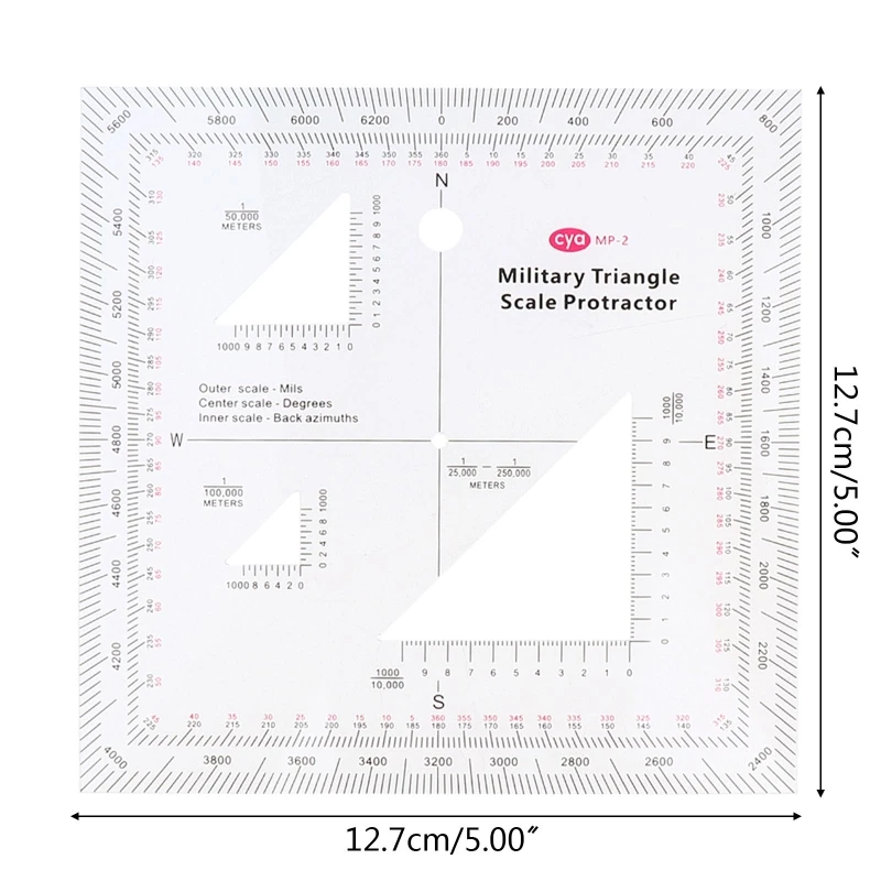 5x5'' Military MGRS Coordinate Scale Map Reading and Land Navigation Topographical Map Scale Protractor 3 Kinds of Scale thumbnail 6