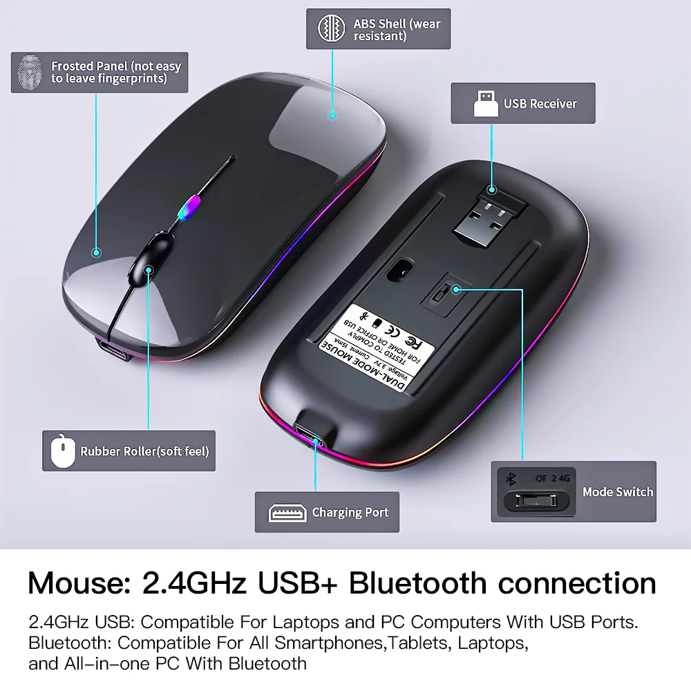 Backlit Backlight Wireless Keyboard And Mouse For iOS Android Windows Bluetooth Keyboard For Cell Phone Ipad 10 Inches Devices thumbnail 5