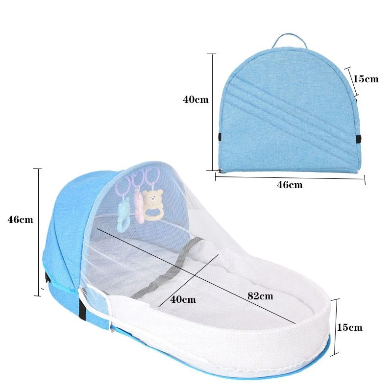Baby Travel Cot with Net Foldable Baby Tent Washable Crib Bionic Travel Bed Breathable Cradle Cot thumbnail 2