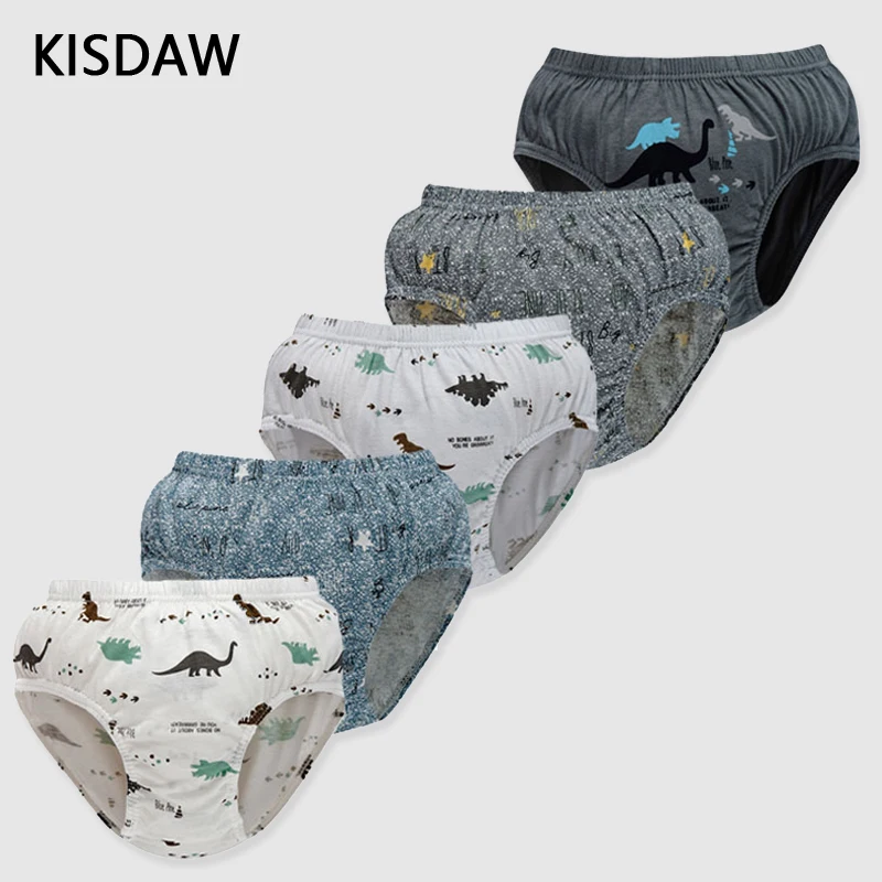 5pcs/lot Boys Cotton Boxer Briefs Cute Dinosaur Cartoon Print Kids Underwear Baby Boy Shorts Breathable Toddlers Underpants