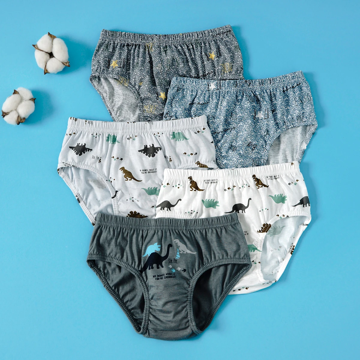 5pcs/lot Boys Cotton Boxer Briefs Cute Dinosaur Cartoon Print Kids Underwear Baby Boy Shorts Breathable Toddlers Underpants thumbnail 2