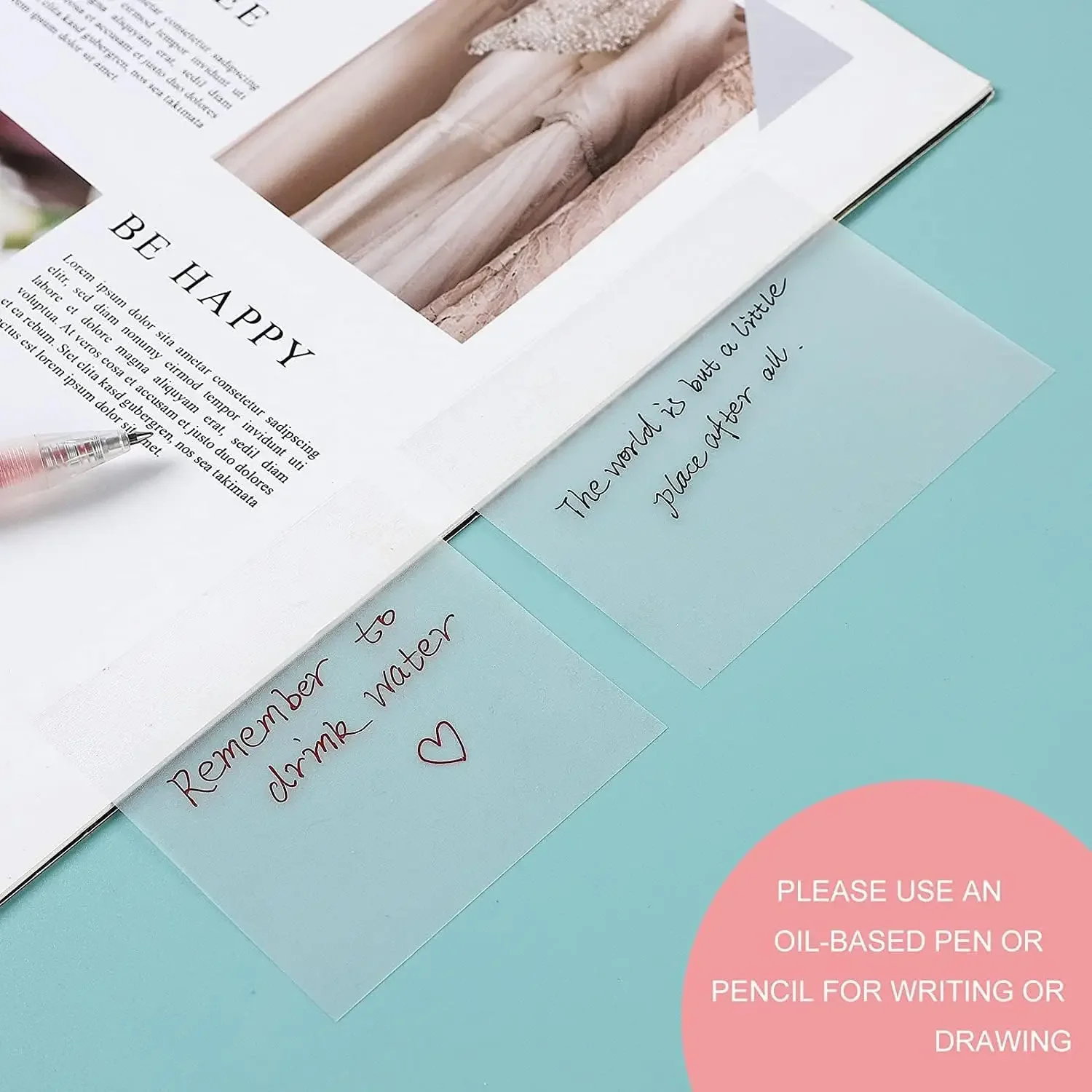 150pcs Transparent Sticky Notes Self-Stick Note Pad Clear Notes Self Adhesive Removable for Studying Writing in Text Book Office thumbnail 3