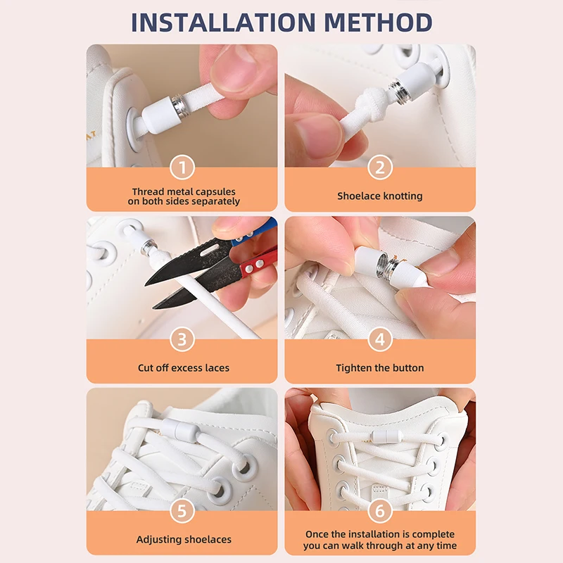 Elastic No Tie Shoelaces Semicircle Shoe Laces For Kids and Adult Sneakers Shoelace Quick Lazy Metal Lock Laces Shoe Strings thumbnail 3