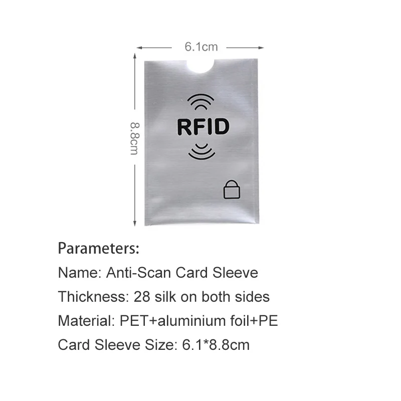 10pcs Anti-Scan Card Sleeve Anti-magnetic Anti-theft Anti RFID/NFC scanning Aluminium Foil Safty Bank Card ID Card Card Holder thumbnail 4