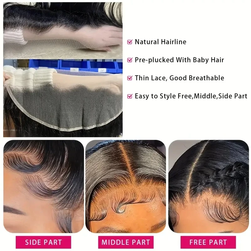 13x6 Lace Frontal Human Hair 4x4 5x5 Lace Closure Human Hair Straight Hair 6x6 Closure Transparent 13x4 Ear to Ear Lace  Frontal thumbnail 6