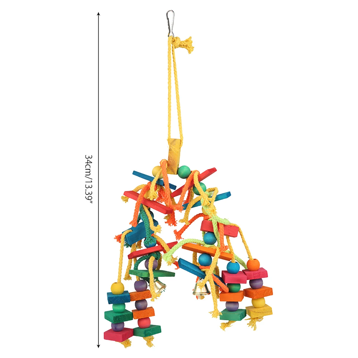 Safe Parrot Chew Toy with Hook Colorful Wooden Beads Ropes Natural Blocks Tearing Toys for Small Medium Birds Mini Macaw thumbnail 6