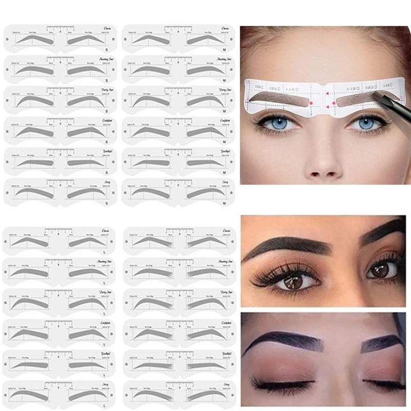 Reusable Eyebrow Stencil Set Soft Ruler Brow Definer Eye Brow Drawing Guide Styling Shaping Grooming Template Card Makeup Tools thumbnail 2