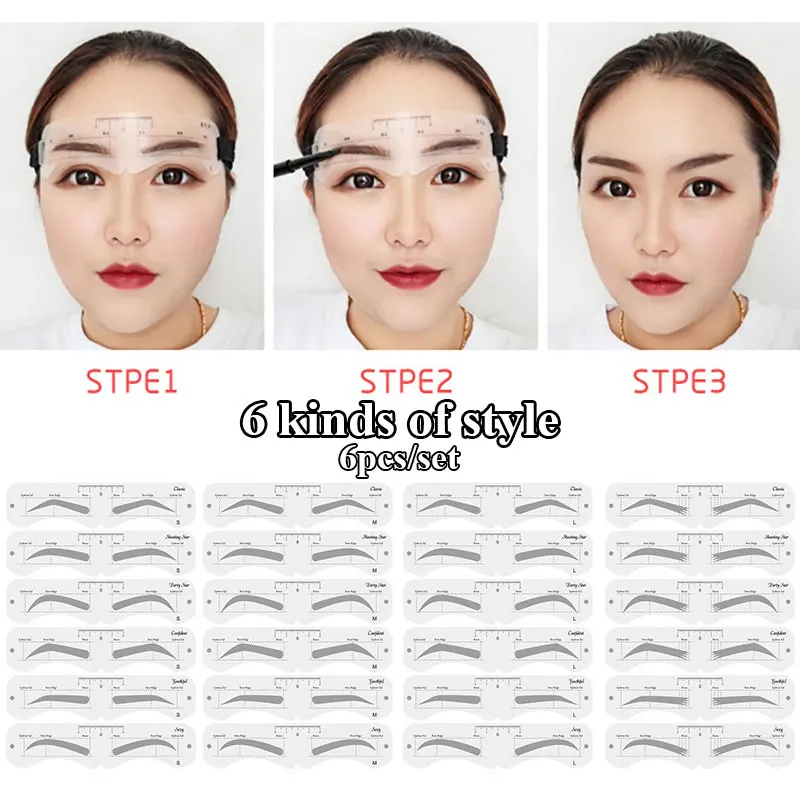 Reusable Eyebrow Stencil Set Soft Ruler Brow Definer Eye Brow Drawing Guide Styling Shaping Grooming Template Card Makeup Tools thumbnail 4
