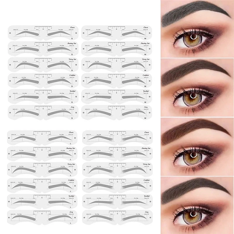 Reusable Eyebrow Stencil Set Soft Ruler Brow Definer Eye Brow Drawing Guide Styling Shaping Grooming Template Card Makeup Tools thumbnail 3
