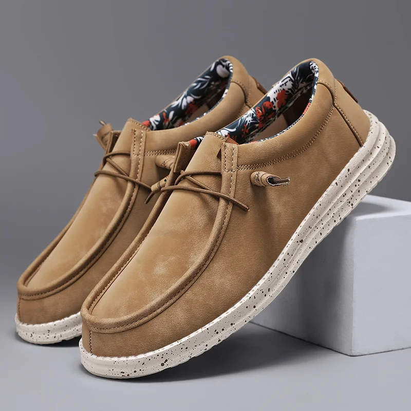 Spring Autumn Men Light Leather Casual Shoes 2023 Chaussures En Cuir Slip-On Flat Plus Big Size 48 49 50 51 Dropshipping thumbnail 3