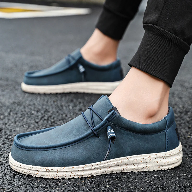 Spring Autumn Men Light Leather Casual Shoes 2023 Chaussures En Cuir Slip-On Flat Plus Big Size 48 49 50 51 Dropshipping thumbnail 2
