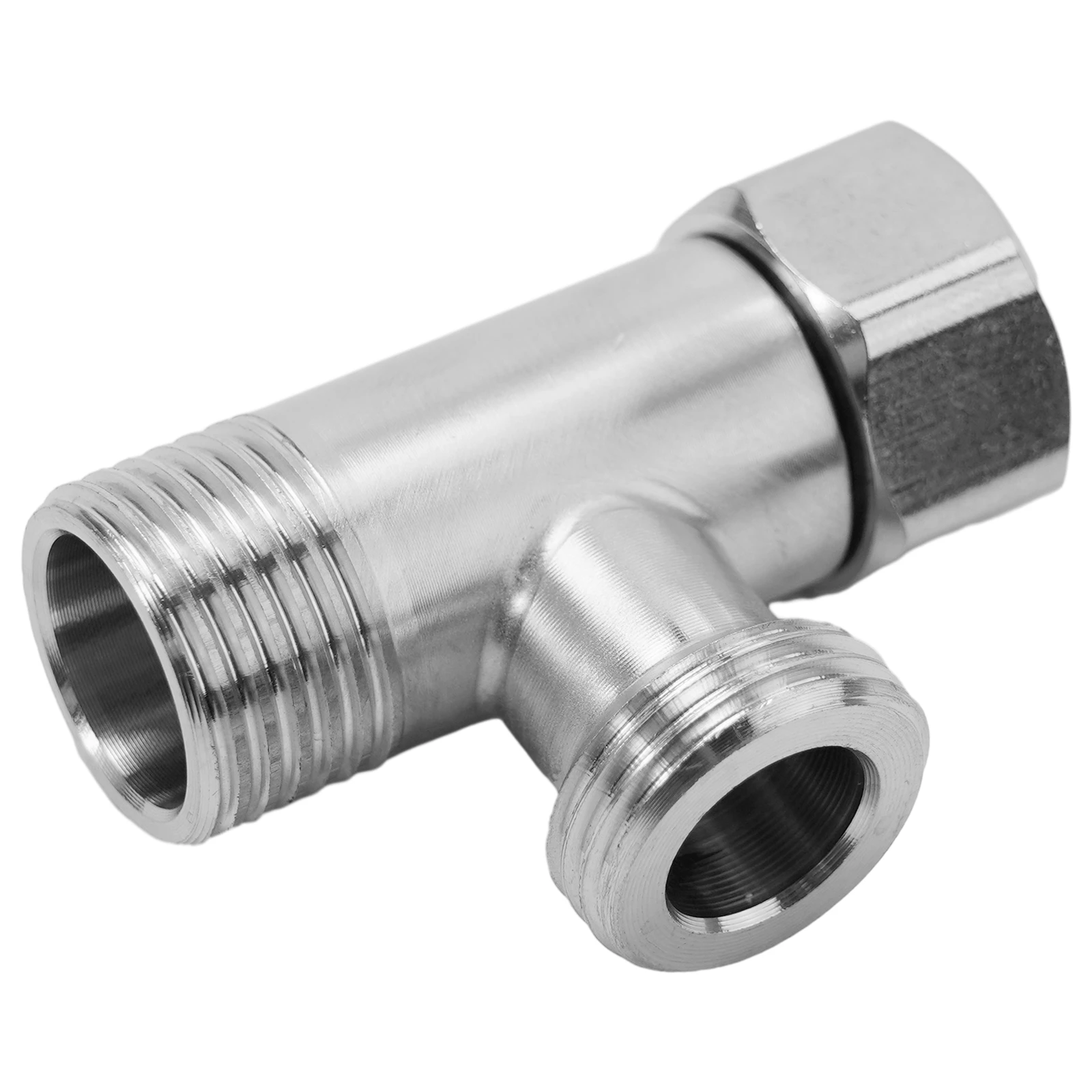 1PC G1/2" T-Valve Bidet Sprayer Shower Fitting Water Heater Toilet Diverter Valve Copper Live Joint Plating Three-Way Device thumbnail 2