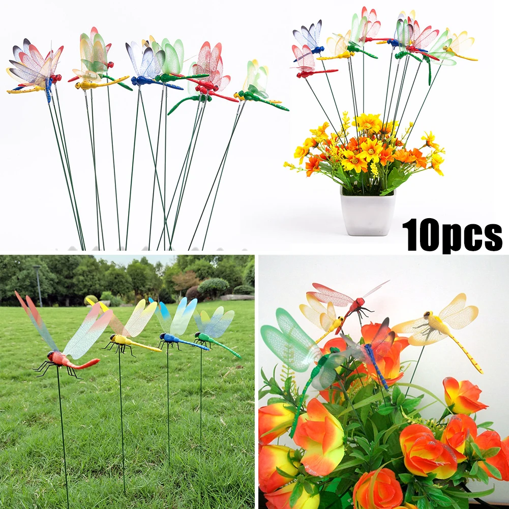 10pcs Simulation Dragonfly Stakes Waterproof Garden Decoration Patio Decoration Home Decoration Classroom Teaching Tools thumbnail 2