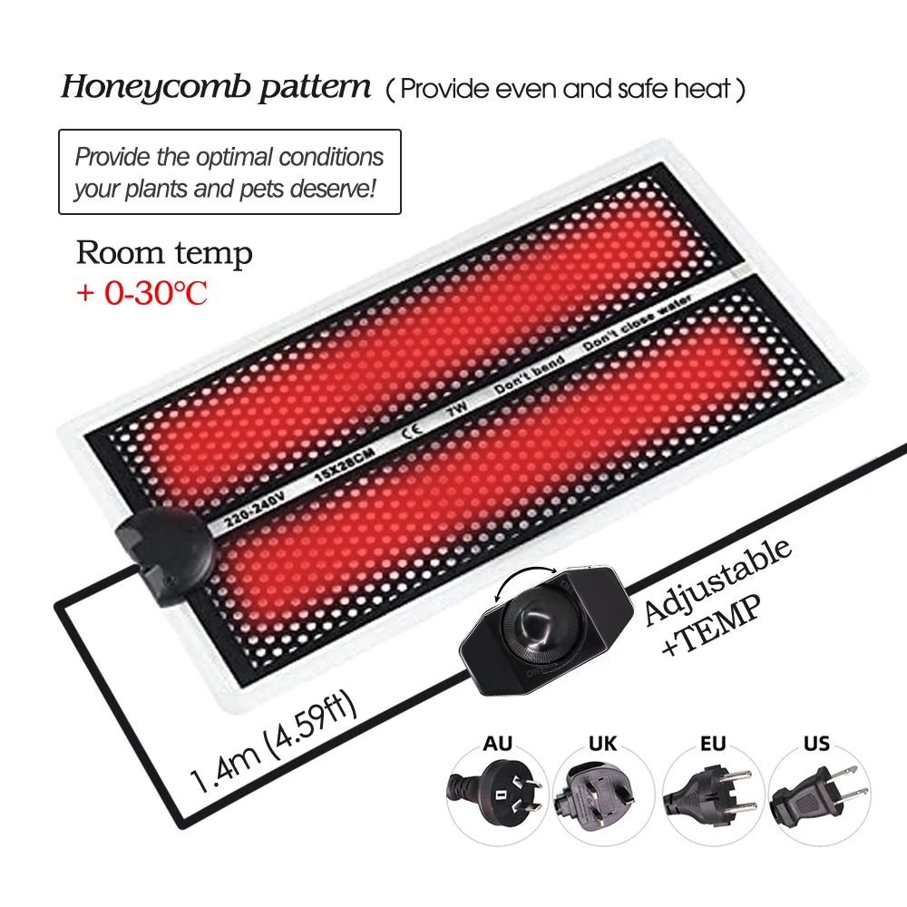 5-20W Garden Seedlings Heating Pad with Adjustment Temperature Farm Reptile Heat Mat for Tortoise Snakes Lizard Warm Equipment thumbnail 3