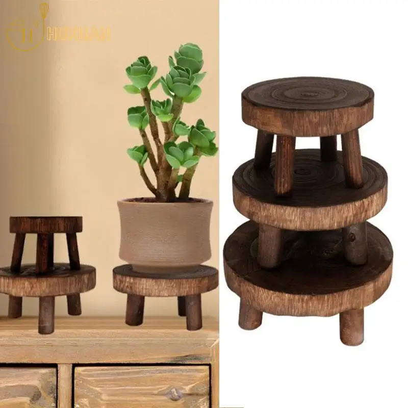 New Wooden Plant Stand Flower Pot Base Holder Stool Garden Flower Display thumbnail 2