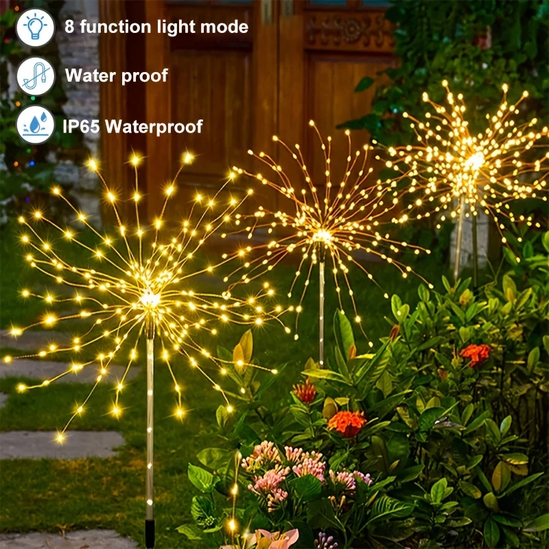 1 Pack Solar Fireworks Lights Outdoor,Holiday Lighting Firework Lights For Garden Patio,Halloween,Christmas,Wedding,Wall Decor thumbnail 3