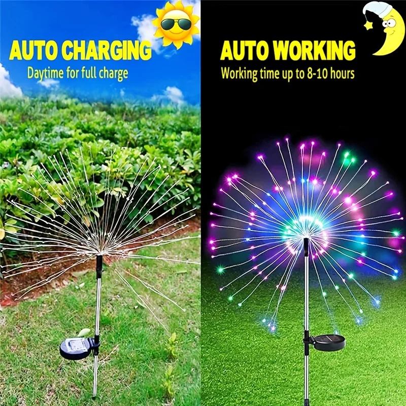 1 Pack Solar Fireworks Lights Outdoor,Holiday Lighting Firework Lights For Garden Patio,Halloween,Christmas,Wedding,Wall Decor thumbnail 5