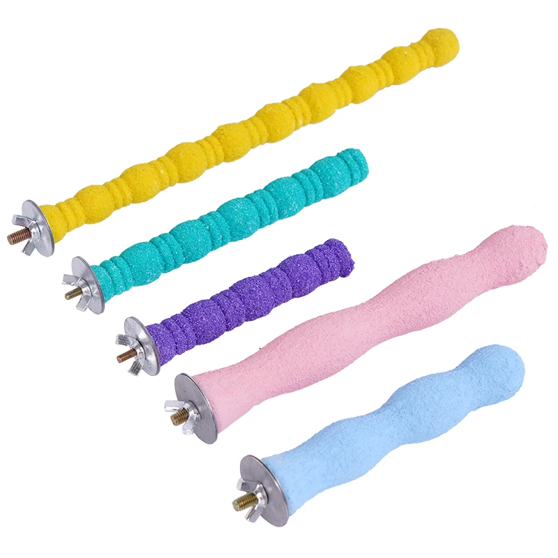 Pet Parrot Claw Grinding Stick Wooden Stick Bird Perching Sand Parakeet Grinding Bar Teeth Bites Toy For Parrot Cage Accessories thumbnail 2