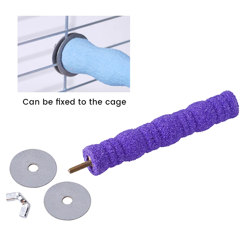 Pet Parrot Claw Grinding Stick Wooden Stick Bird Perching Sand Parakeet Grinding Bar Teeth Bites Toy For Parrot Cage Accessories thumbnail 4